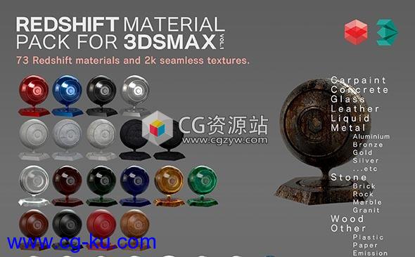 73个3DS MAX RedShift渲染器材质预设的图片1