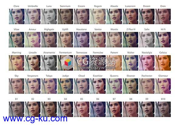 50个Instagram风格视频调色LUTS预设(AE/Pr/FCPX/达芬奇/PS等)的图片1