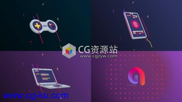 AE模板-优雅翻转游戏电脑配件图标动画 Gadget Preview Logo的图片1