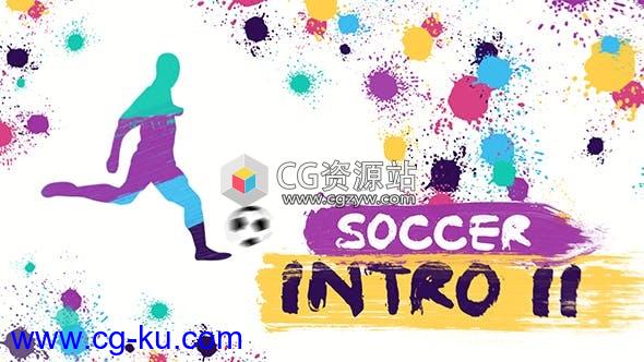 AE模板-体育介绍联赛水彩剪影足球动画片头 Soccer Intro II的图片1