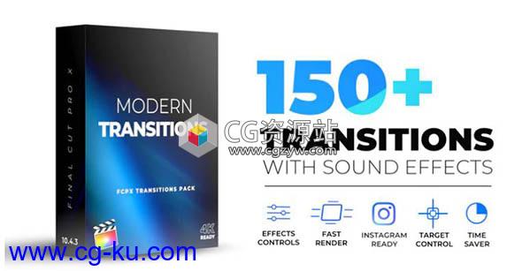 FCPX插件-150个4K现代动感视频转场预设+35个转场音效的图片1