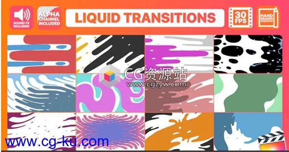 FCPX插件-12个手绘液体MG运动图形转场栏目包装预设的图片1