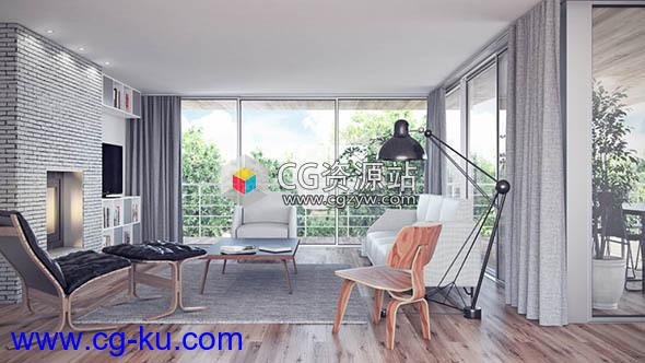 21组室内家具扶手椅沙发桌子3D模型 CGAxis第106卷的图片1