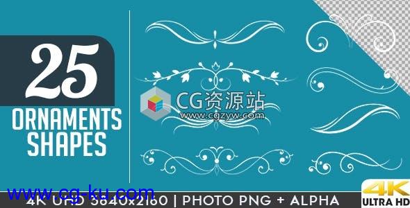 25个4K装饰形状元素花纹藤蔓生长动画视频素材的图片1