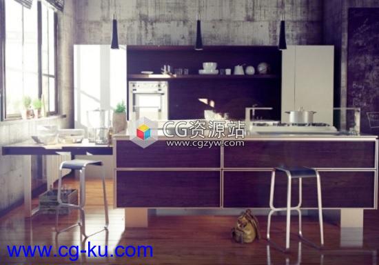 40个高精度现代厨房台家具3D模型 Evermotion – Archmodels Vol.166的图片1