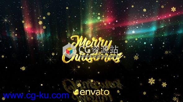 AE模板-圣诞节问候祝福闪烁黄金粒子标题Christmas Aurora Lights Greetings的图片1