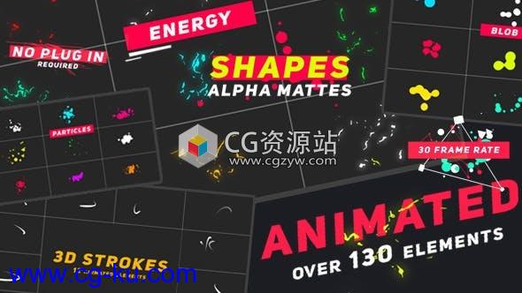 144个卡通元素爆炸能量粒子转场气泡烟花MG图形视频素材的图片1