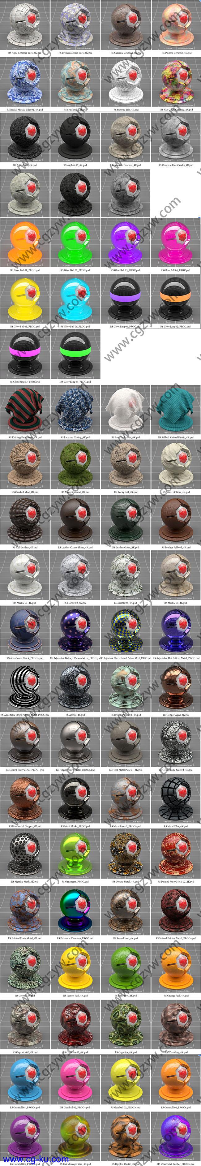 150组C4D Redshift渲染器4K材质预设包2的图片1