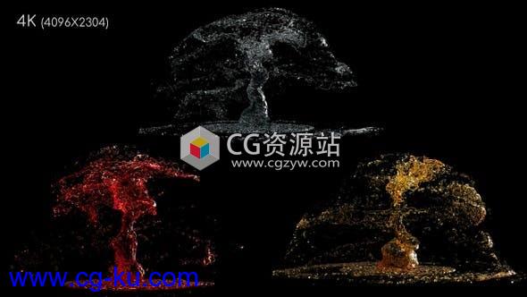 3组水可乐啤酒飞溅喷洒水花效果视频素材带通道的图片1