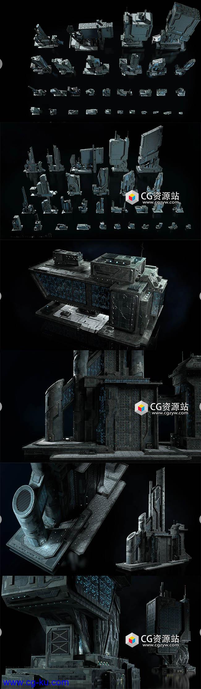 未来科幻楼房建筑3D模型OBJ/FBX/MAX格式的图片2