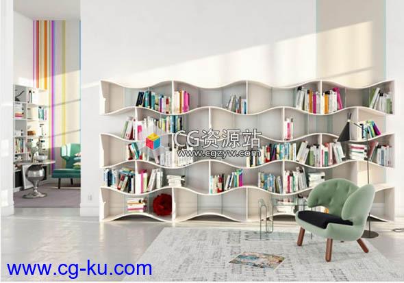 60个高质量现代和老式书架3D模型Evermotion-Archmodels Vol. 179的图片1