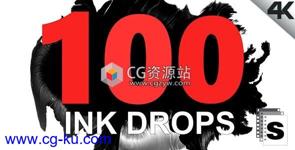 100个水墨滴落晕开扩散过渡转场4K视频素材带音效的图片1