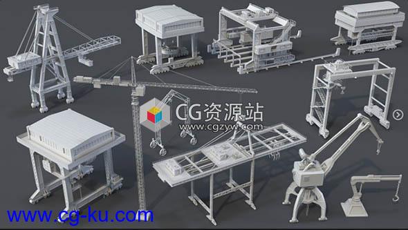 11种塔式/集装箱/港口/建筑类起重机3D模型的图片1