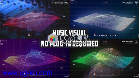 AE模板-歌曲视觉网格波浪音乐波形可视化动画的图片1
