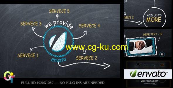 AE模板-促进您的业务黑板粉笔字项目介绍片头的图片1