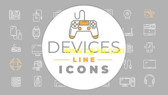 AE模板-44组生活工具相关设备线条图标ICON动画 Devices Icons的图片1