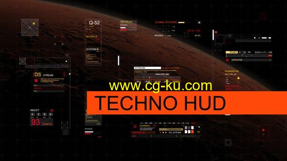 AE模板-高科技HUD图形界面元素动画 Techno Hud的图片1