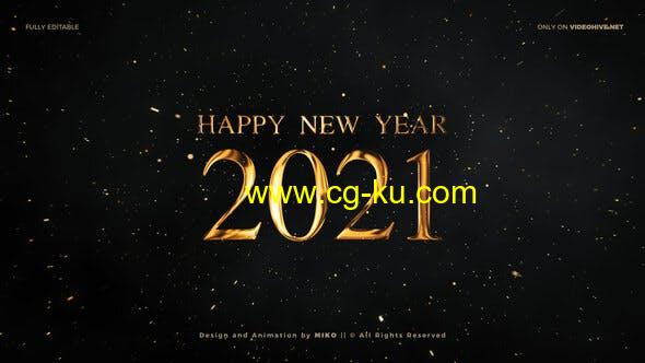 AE模板-2021年新年倒计时金色包装文字片头 New Year Countdown 2021的图片1