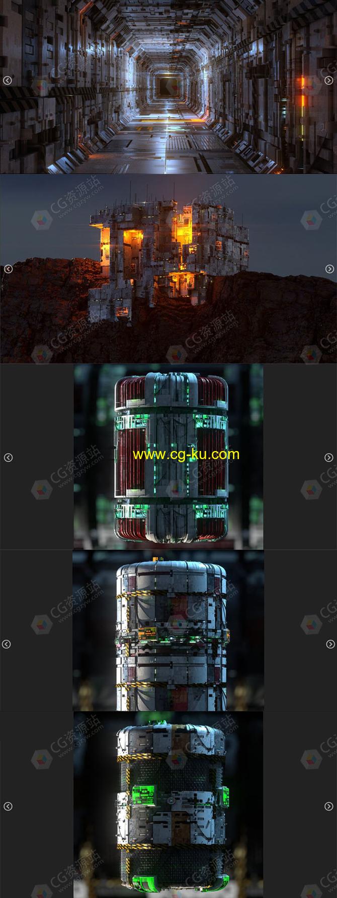 80组科幻细节硬表面模型深度纹理贴图材质的图片1