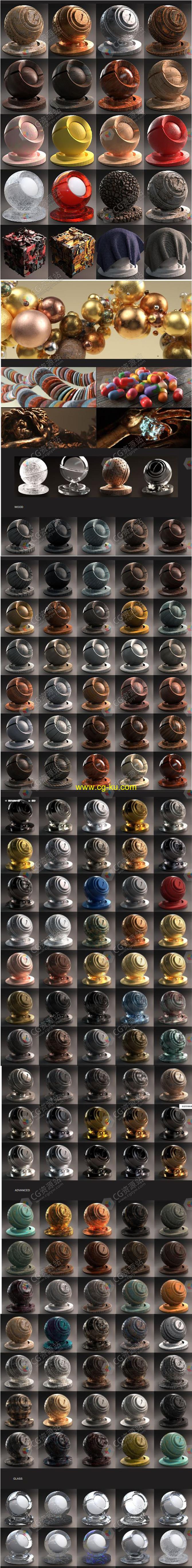 C4D Redshift渲染器500+木头金属塑料玻璃布料科技日常液体材质预设的图片2