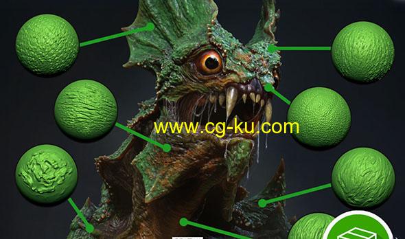 50个表面生物纹理皮肤ZBrush笔刷包的图片1