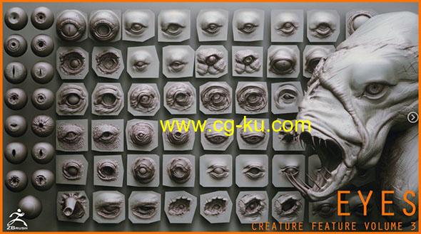 28个Zbrush VDM生物眼睛+15个眼球IMM画笔的图片1