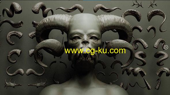 60个生物怪物角Zbrush笔刷IMM+VDM的图片1