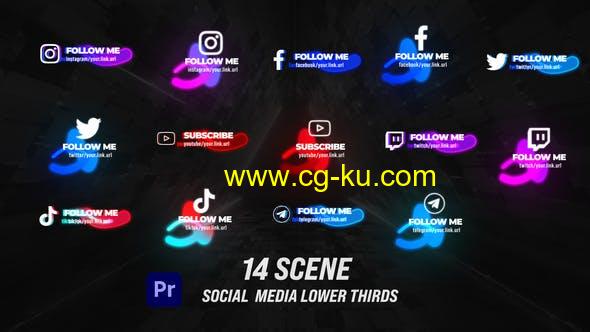 PR预设-发光社交媒体字幕条动画 Glow Social Lower Thirds的图片1
