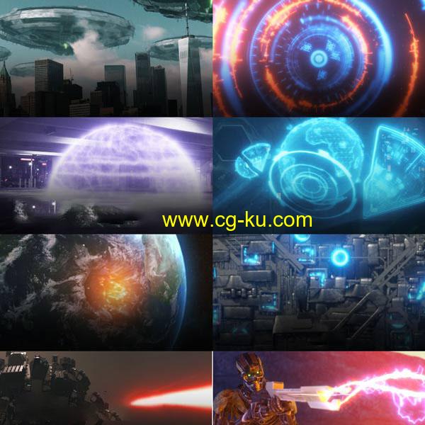 317组科幻飞船地球科技HUD武器设备特效合成透明背景视频素材的图片1