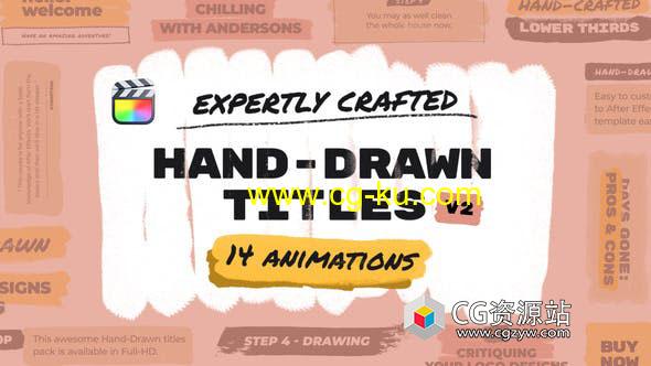 FCPX插件-14个手绘笔刷文字标题动画 Hand Drawn Brush Titles的图片1
