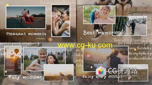 FCPX模板-可爱卡通图形漏光回忆照片相册视频片头 Happy Moments Slideshow的图片1