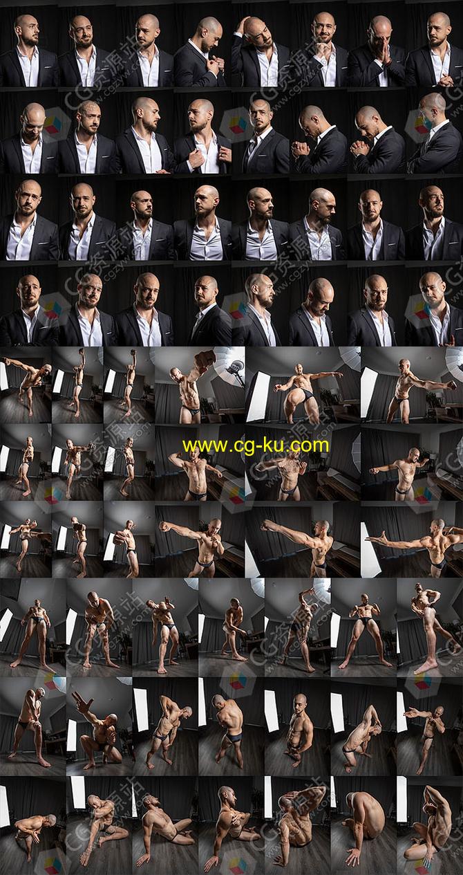 554张动态透视男性肖像姿势造型艺术高清参考图片 三套的图片1