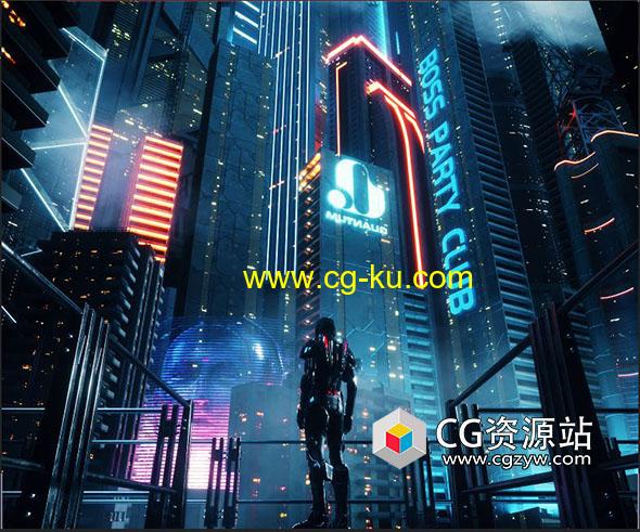 C4D Octane赛博朋克城市蝙蝠侠摩天大楼3D模型的图片1