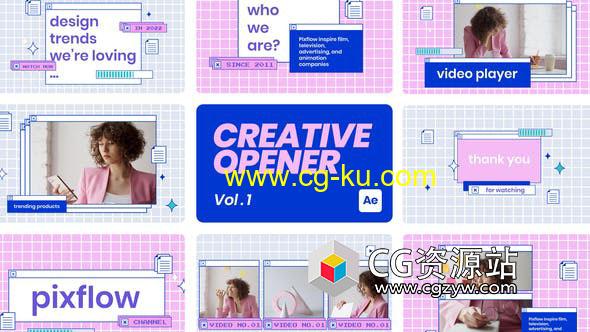 AE模板-复古未来派社交媒体广告视频开场 Creative Opener Vol 01的图片1