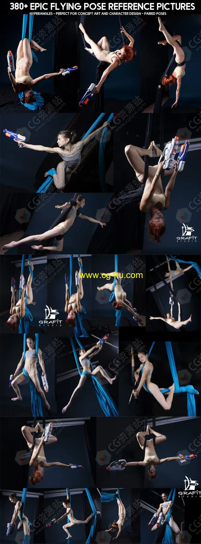 380张女性飞行漂浮动态姿势造型高清参考图片的图片1