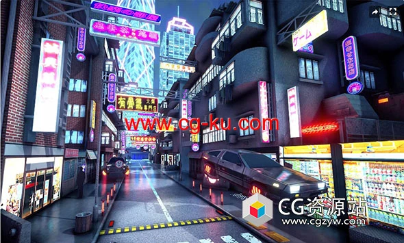 Unity赛博朋克城市VR手机游戏场景 CyberPunk City. VR and Mobile 3.0的图片1