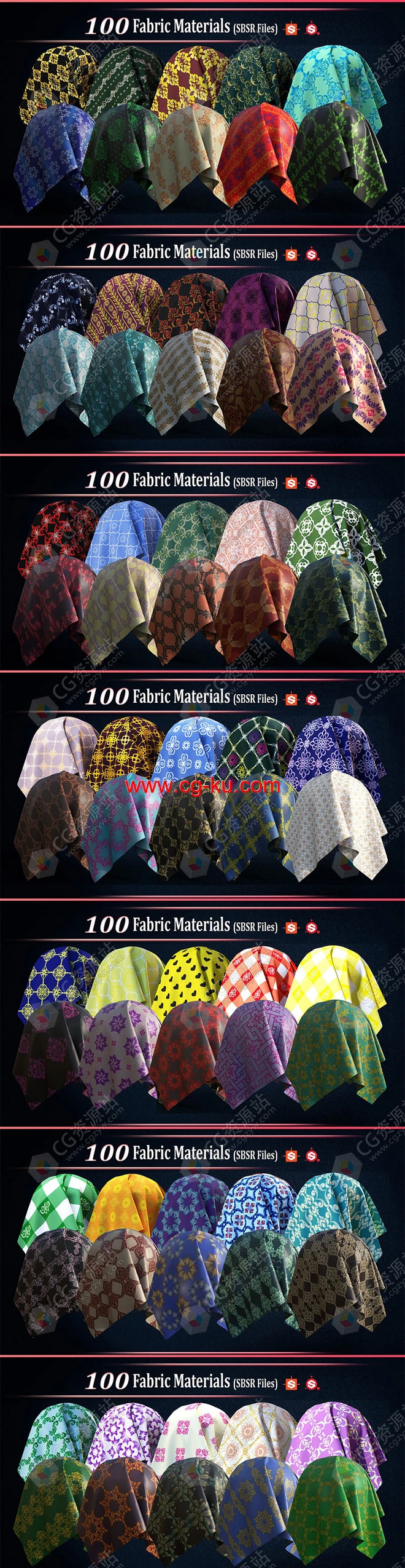 100组Substance程序布料材质预设 100 Fabric Materials的图片2