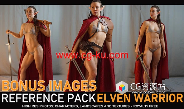500张女精灵战士360度艺术姿势造型高清参考图片的图片1