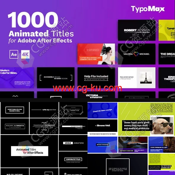 AE模板-1000组文字排版标题字幕动画 TypoMax的图片1