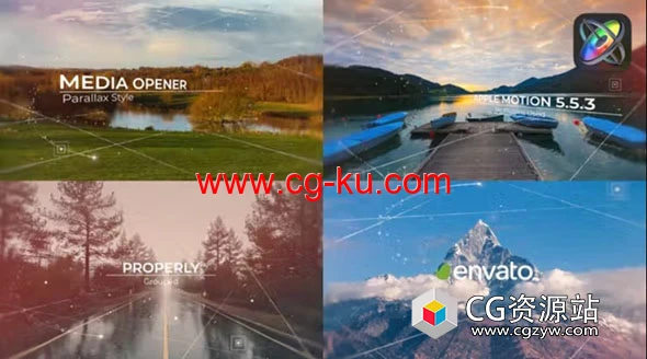 FCPX插件-10组优雅三维空间感线条视差图文展示支持M1/M2的图片1