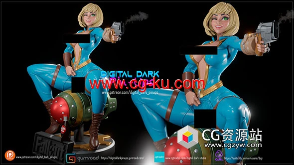 战斗女孩角色雕塑3D打印模型的图片1