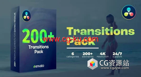 达芬奇预设-200种移动旋转拉伸缩放视频转场过渡预设 Transitions的图片1