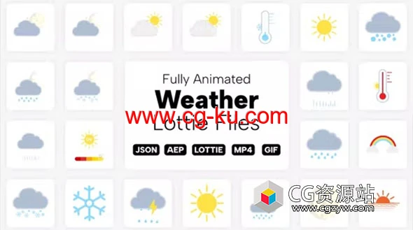 AE模板-30个天气预报图标动画 Weather Lottie Files的图片1