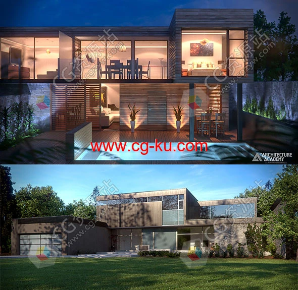 Blender室内外建筑场景大师级实例视频教程的图片1
