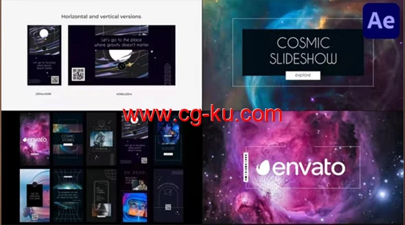 AE模板-宇宙幻灯片图形遮罩图片介绍片头 Cosmic Slideshow的图片1