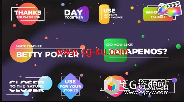 FCPX插件-10种简约现代彩色文字标题动画模板 Simple Colorful Titles的图片1