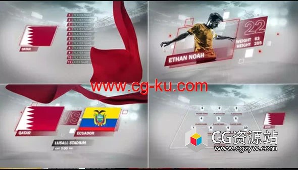 AE模板-体育赛事足球运动球员介绍 Soccer Package – Qatar 2022的图片1