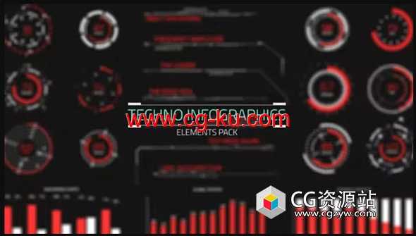 PR模板-56个科技感信息图表HUD元素动画 Techno Infographics的图片1