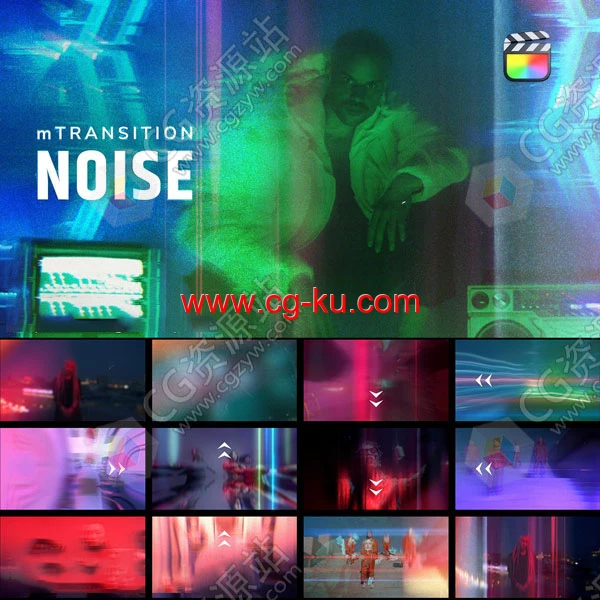 FCPX插件-69组电影过渡效果噪点划痕拉伸扭曲无缝视频转场预设的图片1