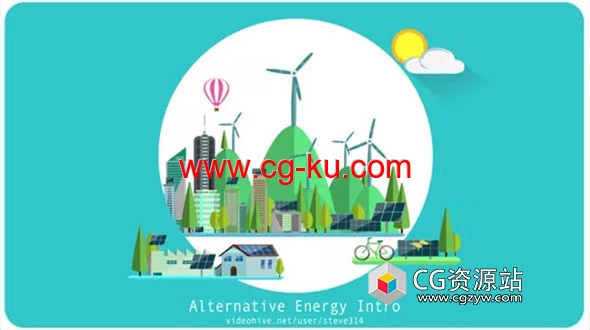 AE模板-卡通能源介绍扁平化MG动画片头 Alternative Energy Intro的图片1